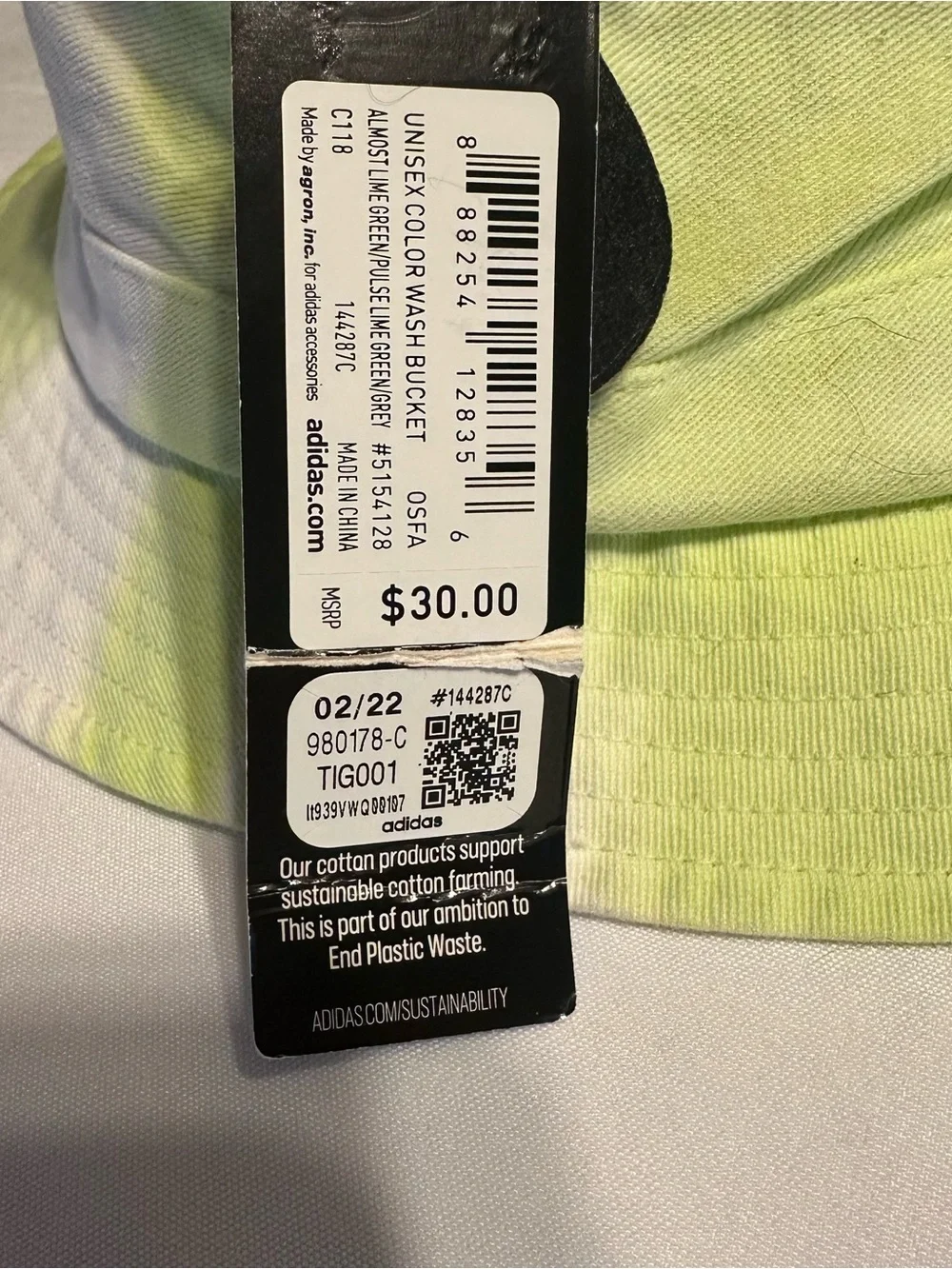 adidas Lime Green & White Tie-Dye Bucket Hat